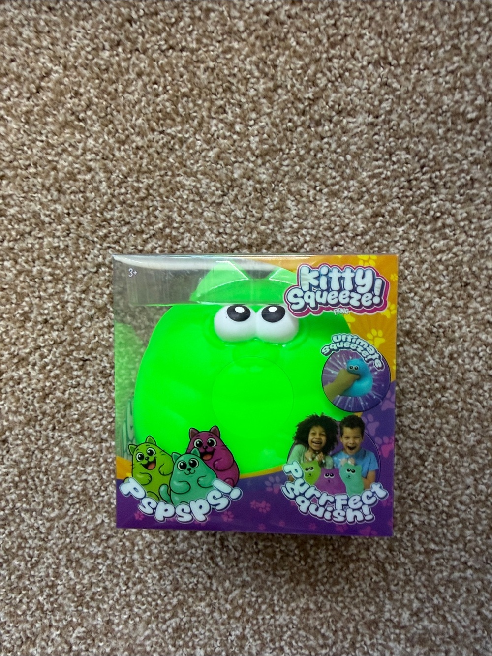 Kitty Squeeze Plush Squeezable Toy - Neon Green